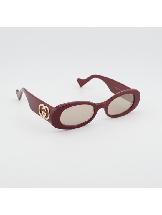 Gucci GG0517S 009 Sunglasses Burgundy Oval Frame, Brown with Mirror Lenses main image 6